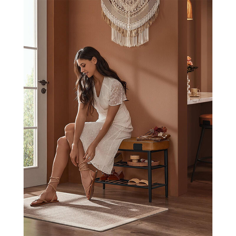 Shoe Bench with Metal Shelves: Stylish and Functional Storage for Organized Entryways