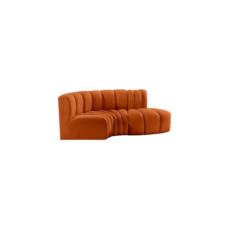 Meridian Furniture Arc Cognac Velvet Modular Sofa