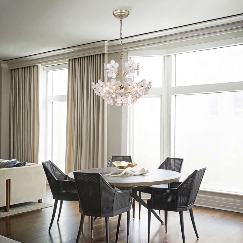 Fabiola Modern Brushed Silver-ish Champagne 6-Light 17.7" Glam Clear Glass Flower Chandelier image number 8