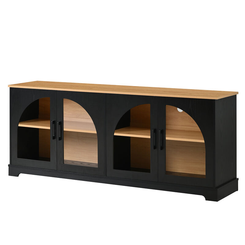 TATEUS Glass Door TV Stand image number 7
