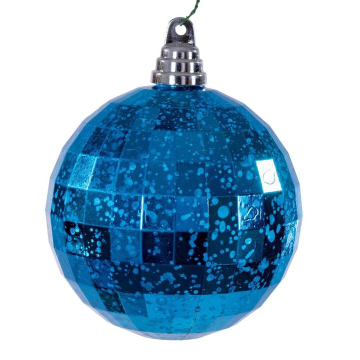 Vickerman 4.75" Turquoise Mirror Mercury Ornament. It Includes 4 Pieces per Bag.