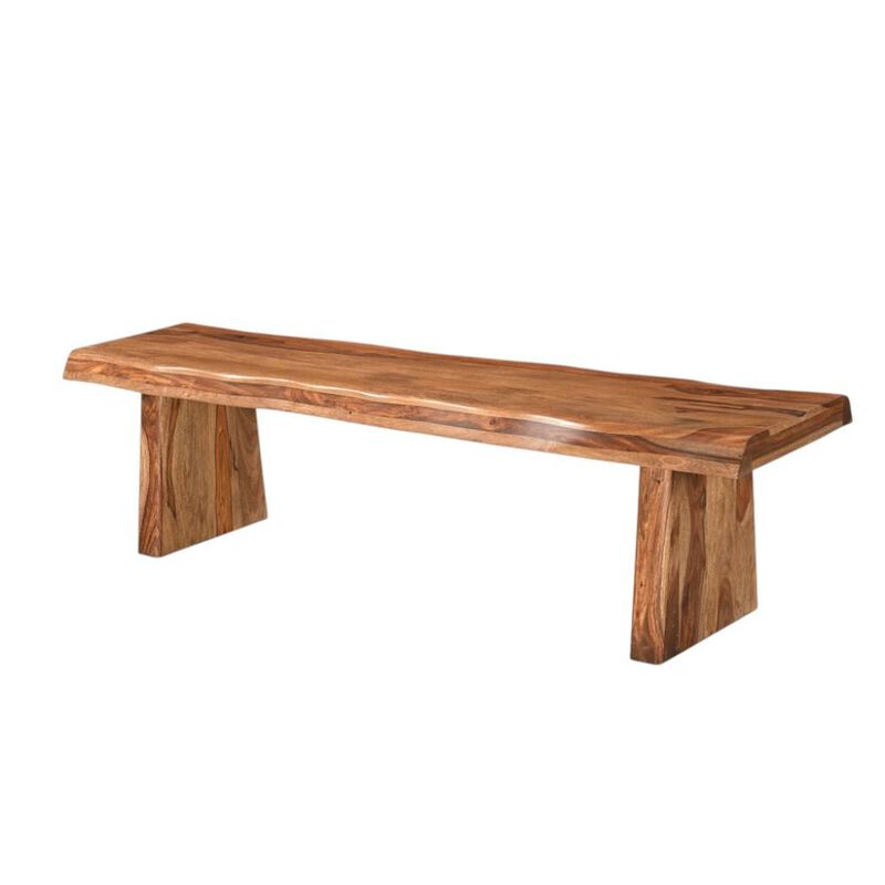 HomeRoots 68" Brown Solid Wood Live Edge Dining Bench image number 4