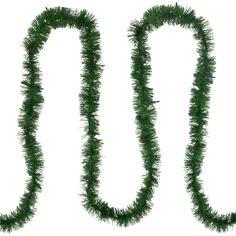 18' x 3" Pre-Lit Pine Two-tone Artificial Christmas Garland  Multicolor Lights