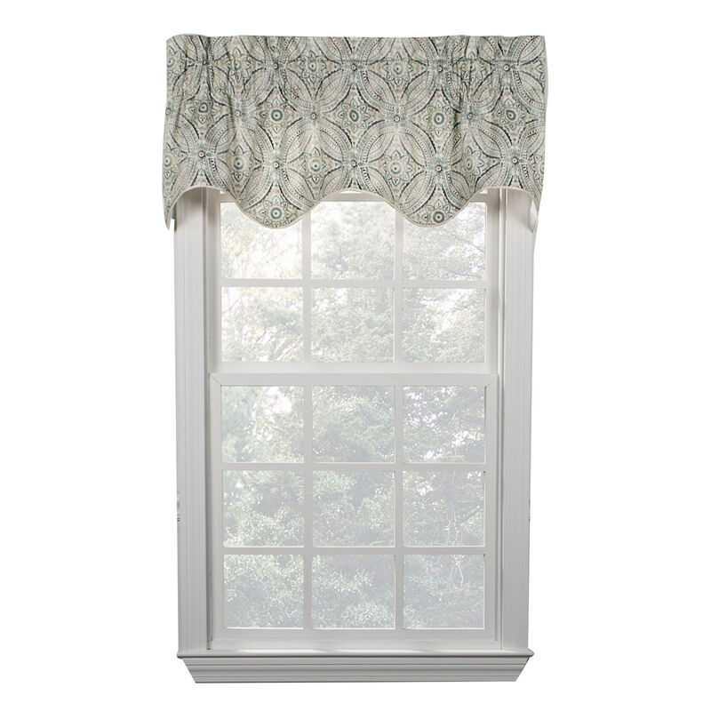 Ellis Curtain Blissfullness High Quality Room Darkening Solid Natural Color Lined Scallop Window Valance - 50x15", Spa