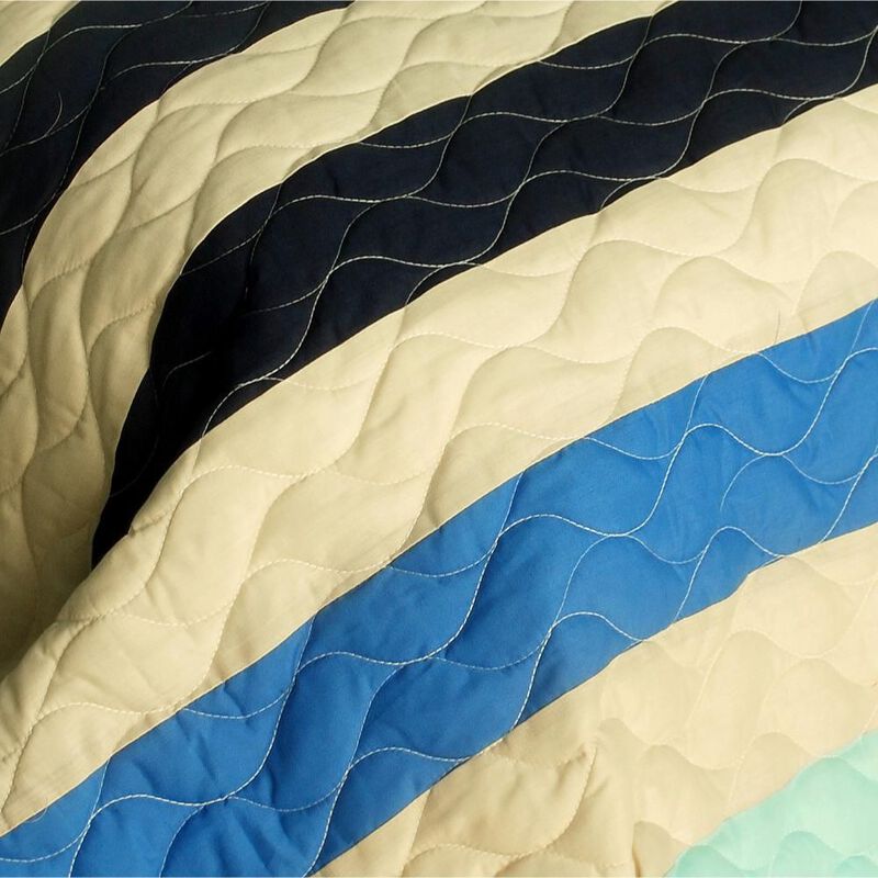 Queen Size 3-Piece Vermicelli Quilted Patchwork Quilt Set with Shams image number 3