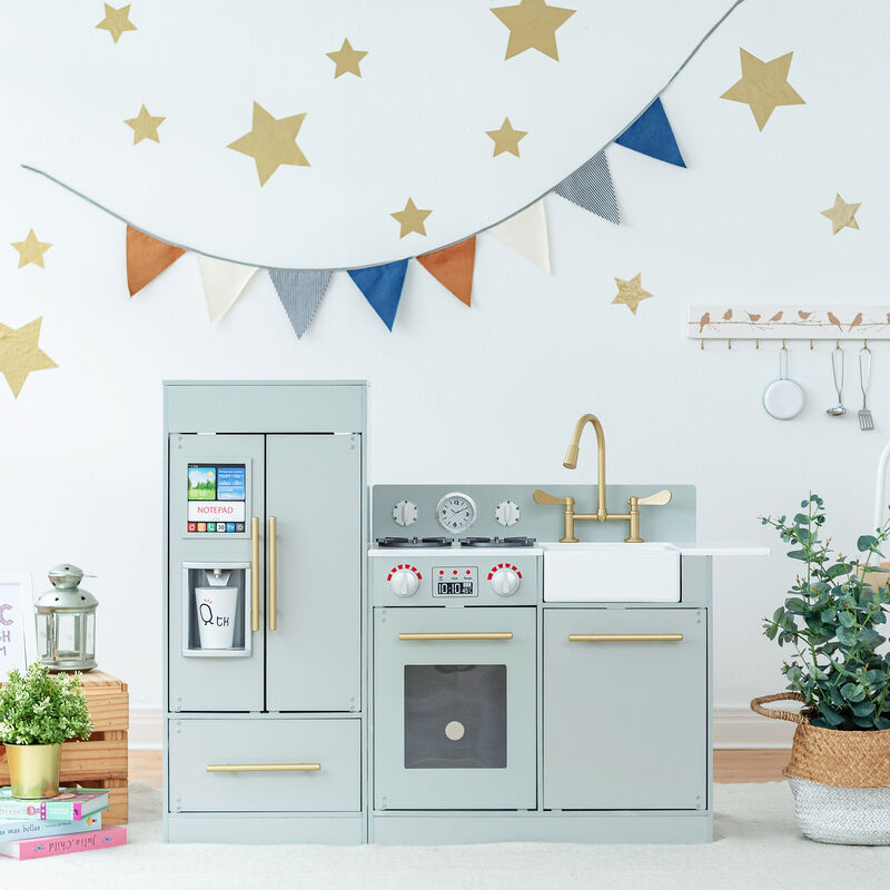 Teamson Kids - Little Chef Charlotte Modern Play Kitchen - Silver Grey / Gold