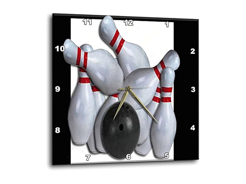 Bowling Ball Pins Wall Clock 15 Inch Home Decor image number 0