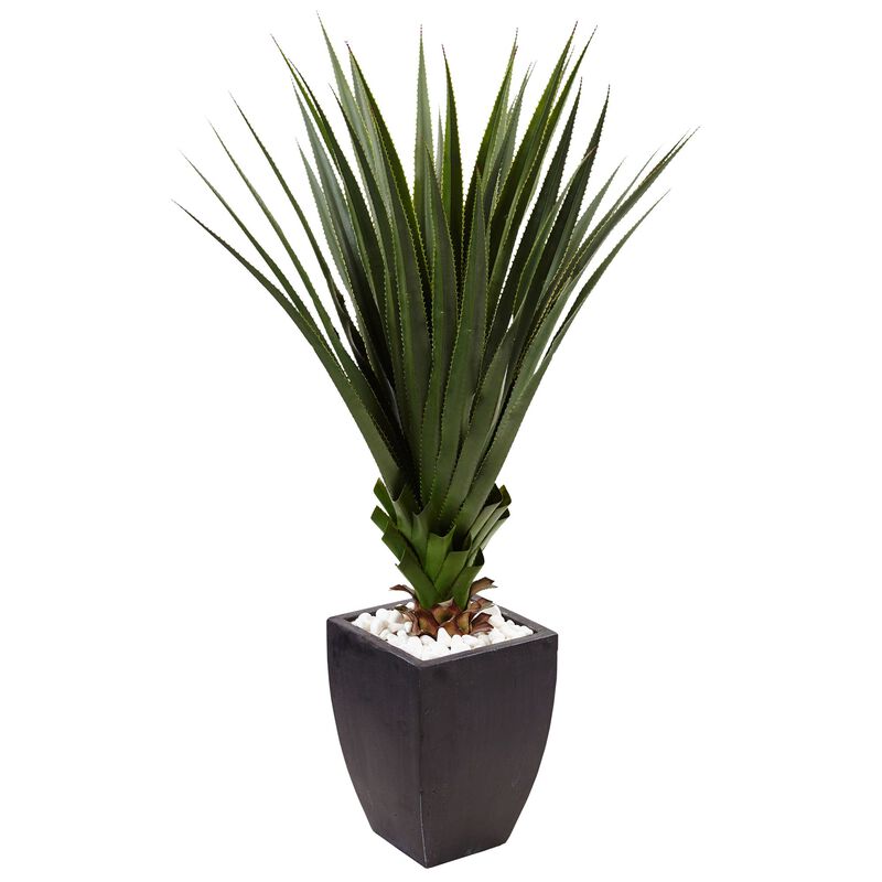 Hivvago 4.5" Spiked Agave in Black Planter (Indoor/Outdoor)