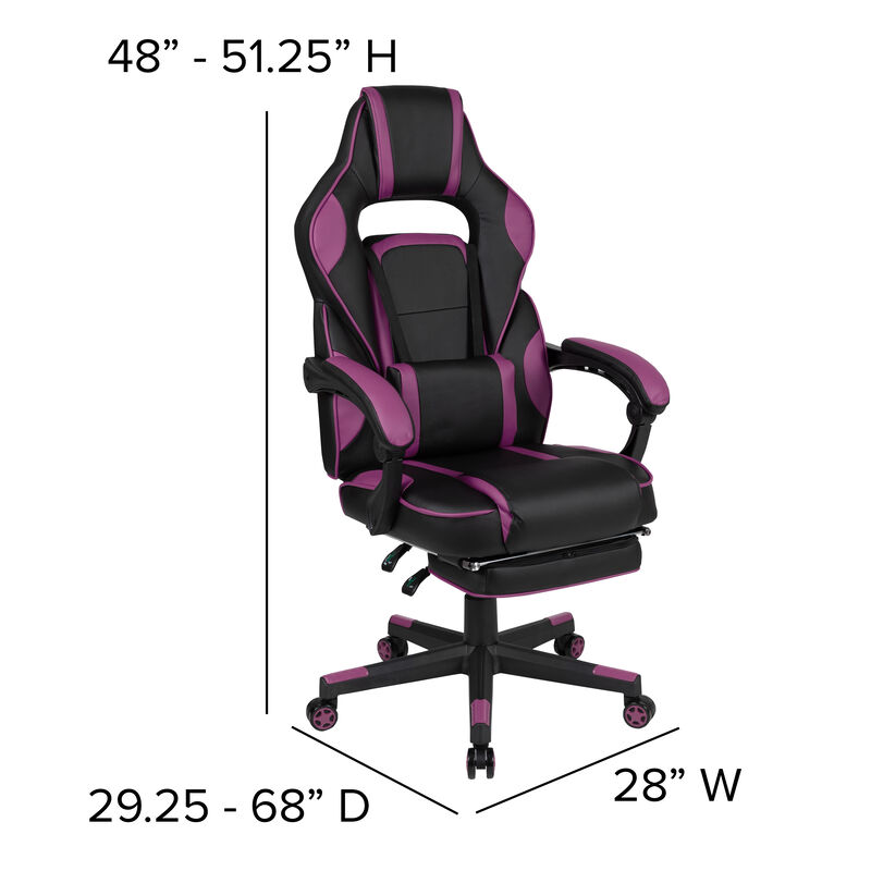 Flash Furniture X40 Gaming Chair Racing Computer Chair - Black/Purple image number 4