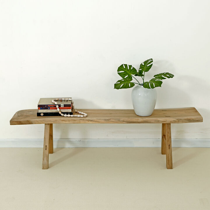 Solid Walnut Entryway Bench in Natural Wood