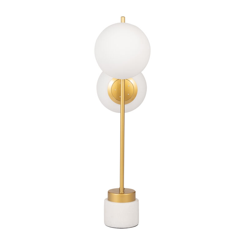 Glass/brass 23" Double Diffuser Table Lamp, Gold image number 3