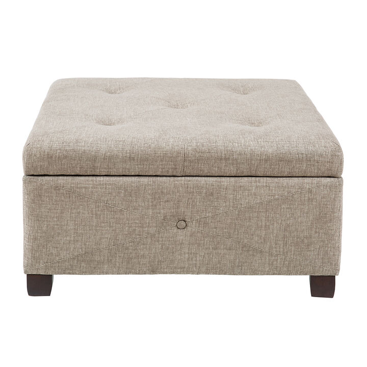 Gracie Mills Rylie Button-Tufted Square Storage Ottoman