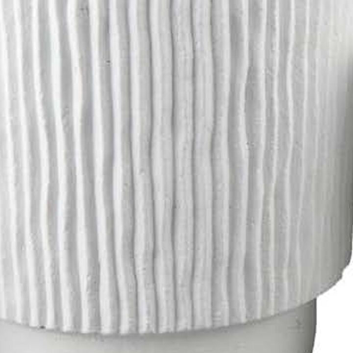 Zeri 3pc Planter Set, Ribbed Grooved White Terracotta, 8,10,12 Inch