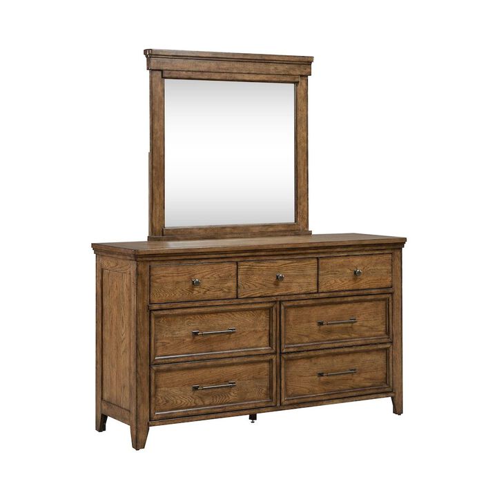 Liberty Furniture Carolina Park Bedroom Dresser & Mirror Set Transitional - Amber Brown