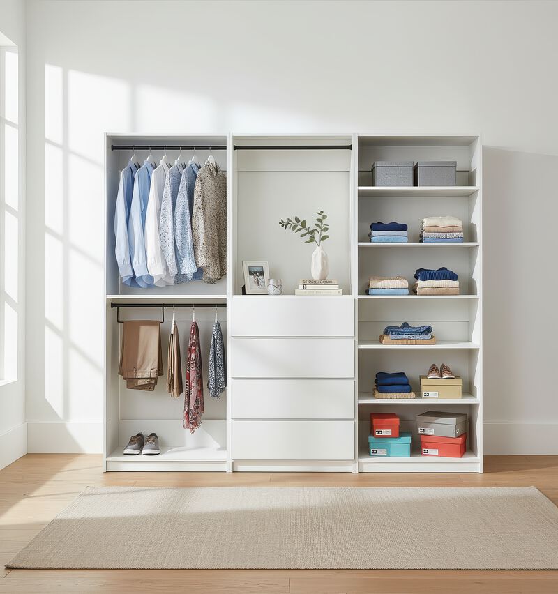 Prosper White Freestanding Walk in Wood Closet System