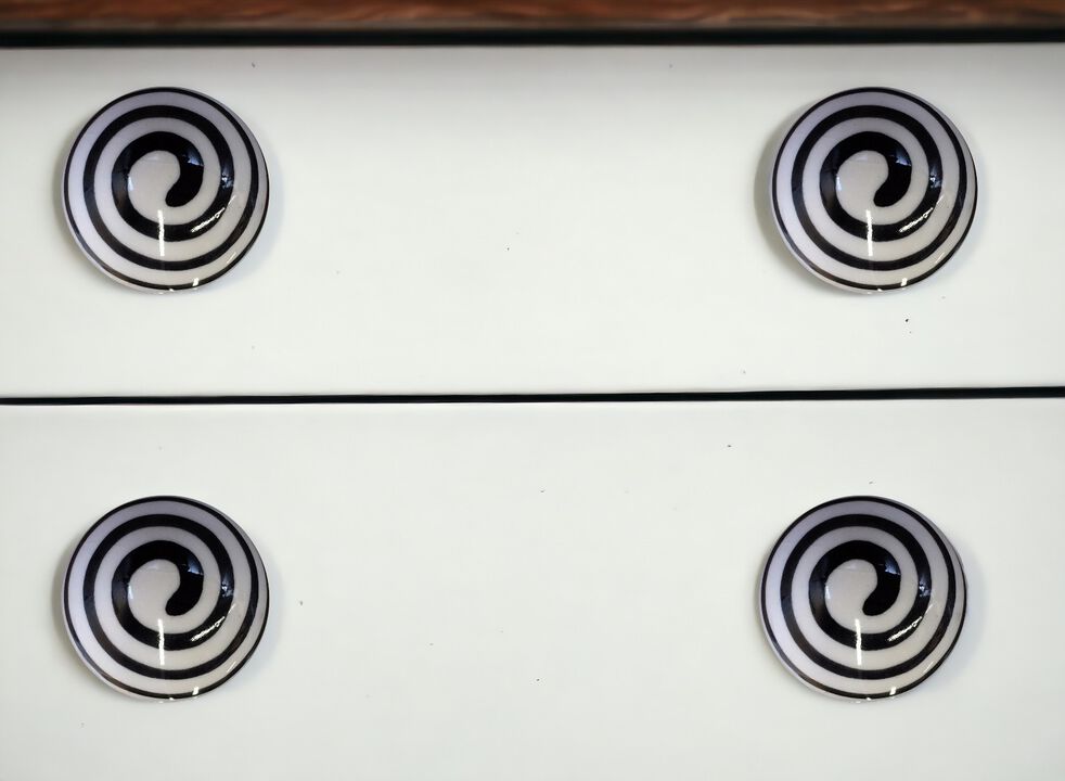HomeRoots Set of Eight Black And White Ceramic And Metal Drawer Pull Knobs