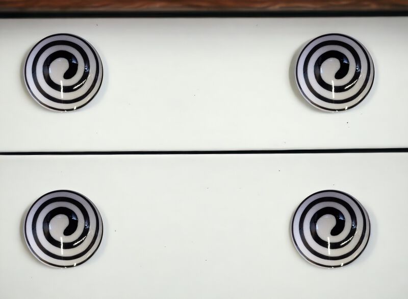 HomeRoots Set of Eight Black And White Ceramic And Metal Drawer Pull Knobs image number 1