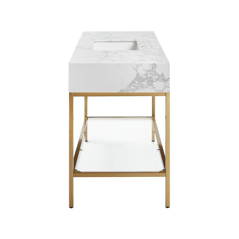 Meridian Furniture Marmo White Engineered Marble Bathroom Vanity