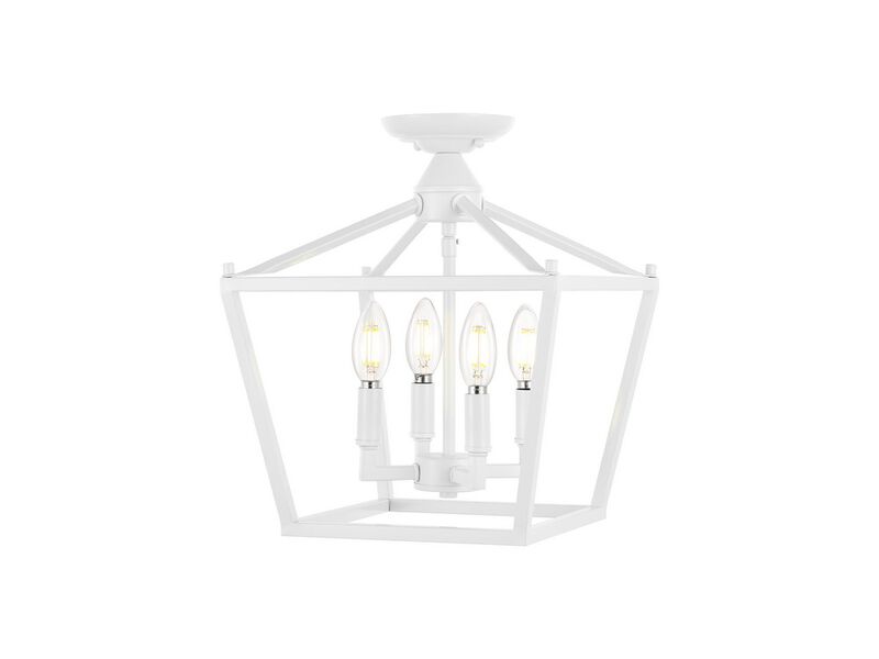 Plains 4-Light Iron Modern Farmhouse Pagoda LED Semi Flush Mount Lantern