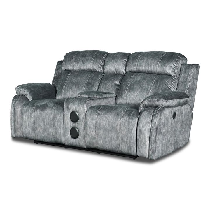New Classic Furniture Furniture Tango Polyester Console Loveseat  Speaker in Shadow Gray