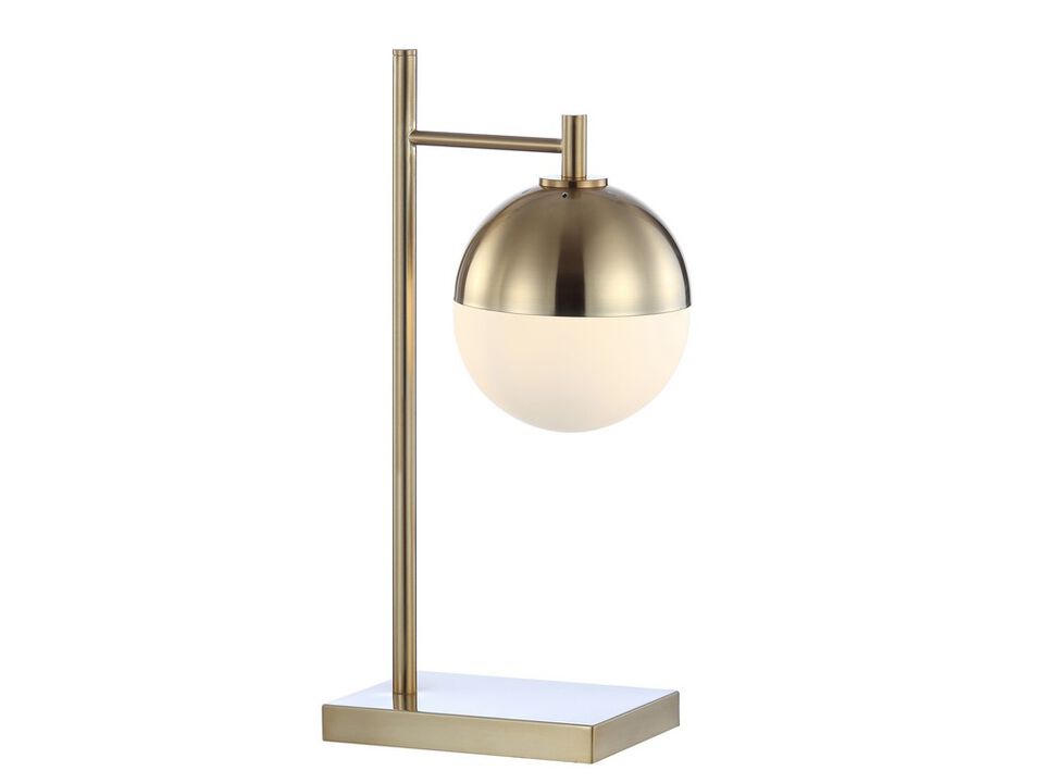 Marcel 21" Iron/Glass Art Deco Mid-Century Globe LED Table Lamp, Brass Gold