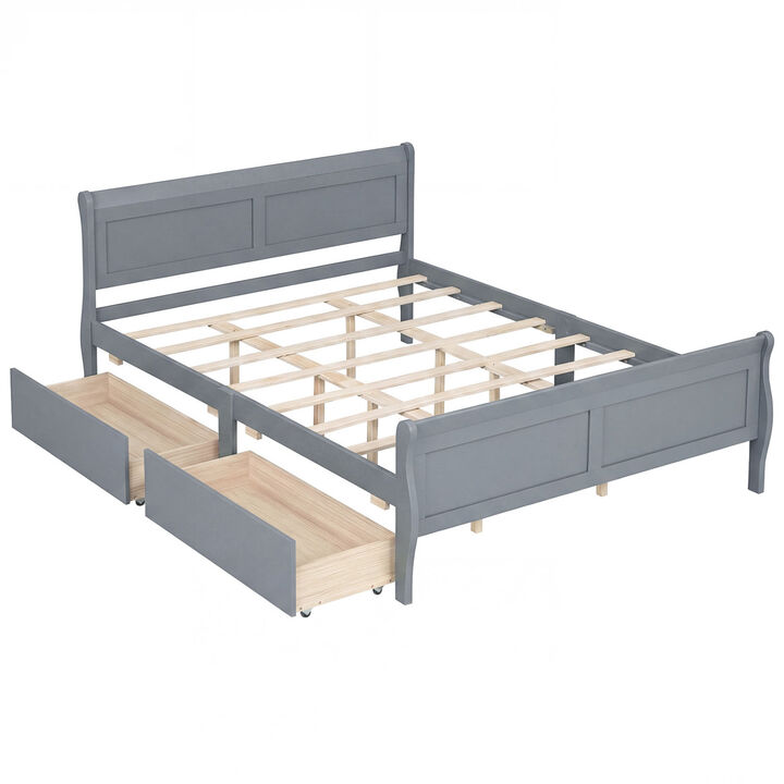 Modern Bed Frame with 2 Underbed Storage Drawers and Footboard