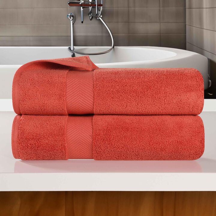 Plush Zero Twist Cotton Bath Towels Set of 2 for Bathroom Comfort