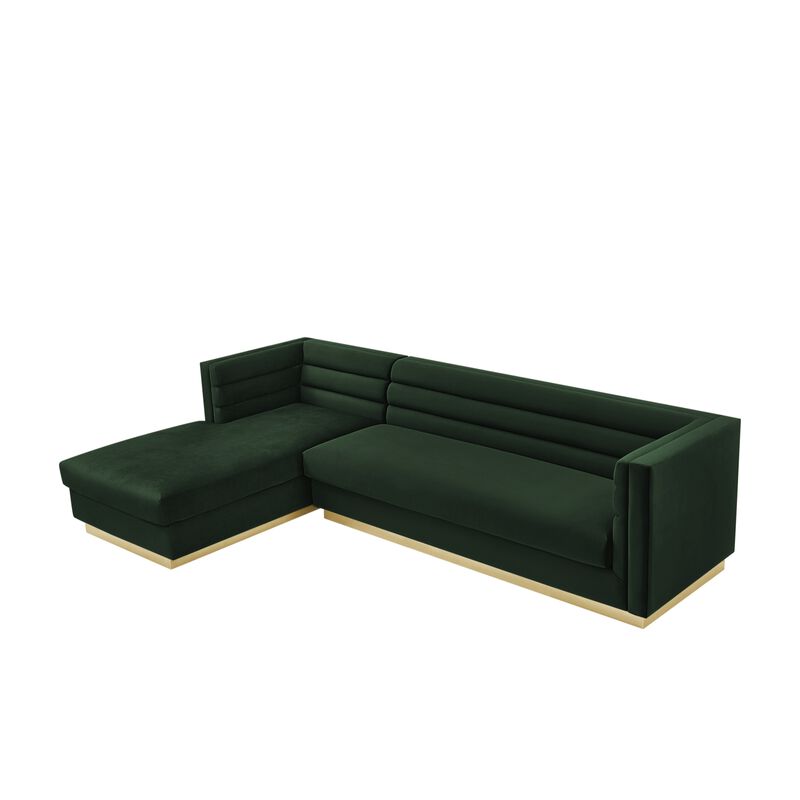 Inspired Home Eila Velvet Left Facing Chaise Sectional Sofa