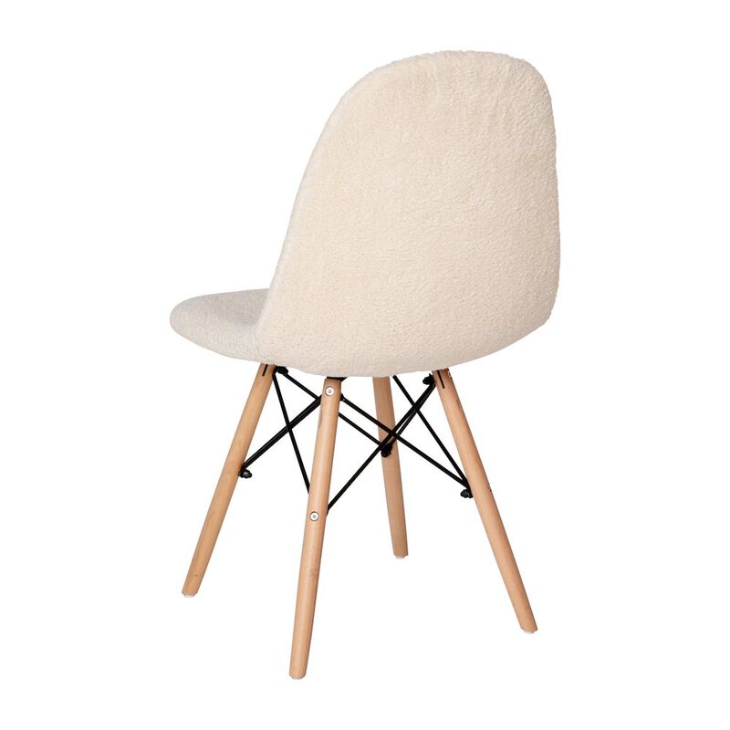 Flash Furniture Padded Armless Faux Shearling Accent Chair with Beechwood Legs in Off-White image number 2