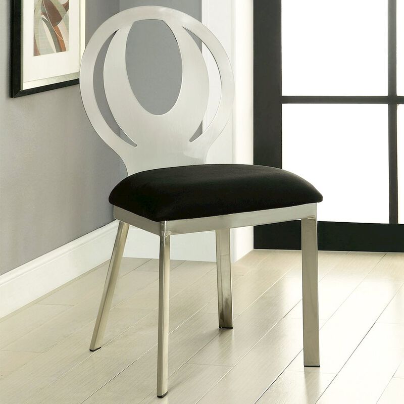 Simple Relax Dining Chair, Silver And Black Set of 2 image number 1