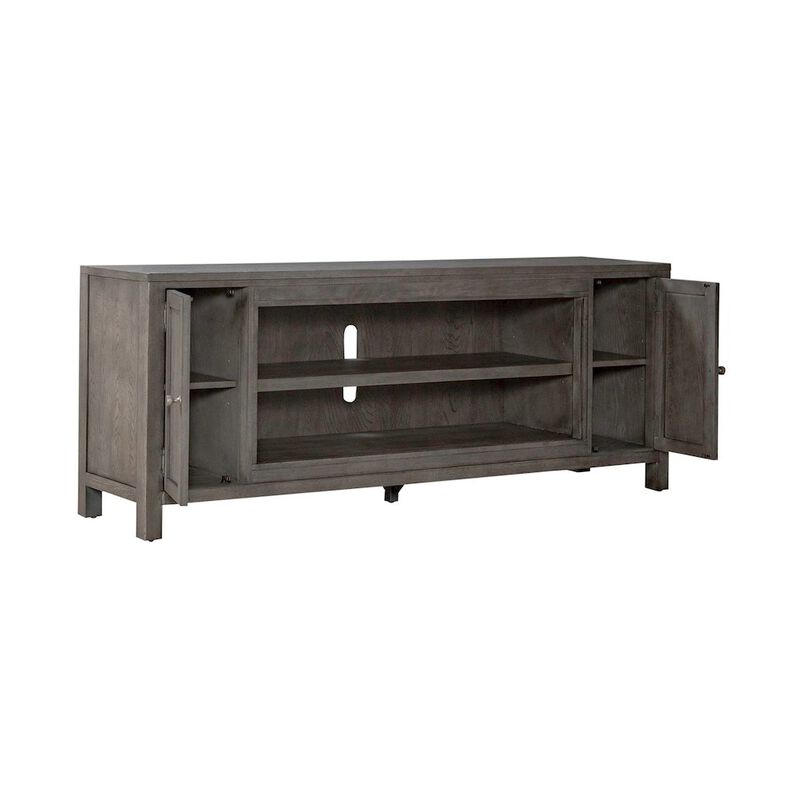 Liberty Furniture Modern Farmhouse Entertainment Stand 78 Inch TV Console  - Charcoal Oak Wood image number 6