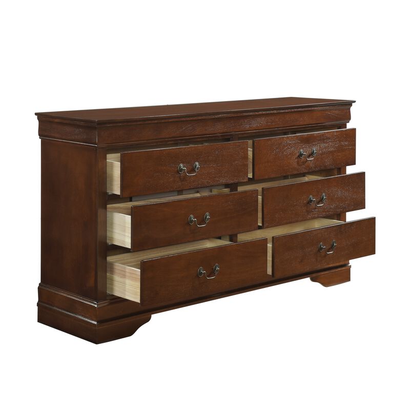 6 Drawer Wooden Dresser In Contemporary Style, Brown image number 3