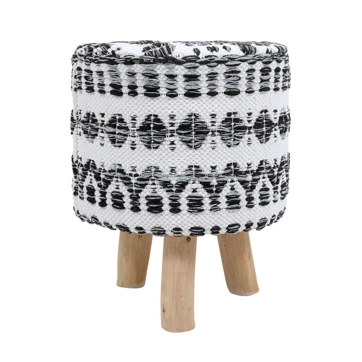 Pasargad Home Grandcanyon Cotton with Wooden Legs Pouf