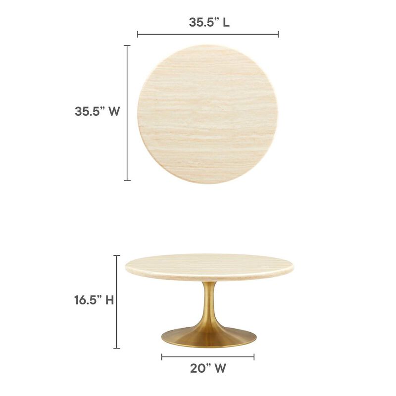 Lippa 36&rdquo; Round Faux Travertine Coffee Table image number 3