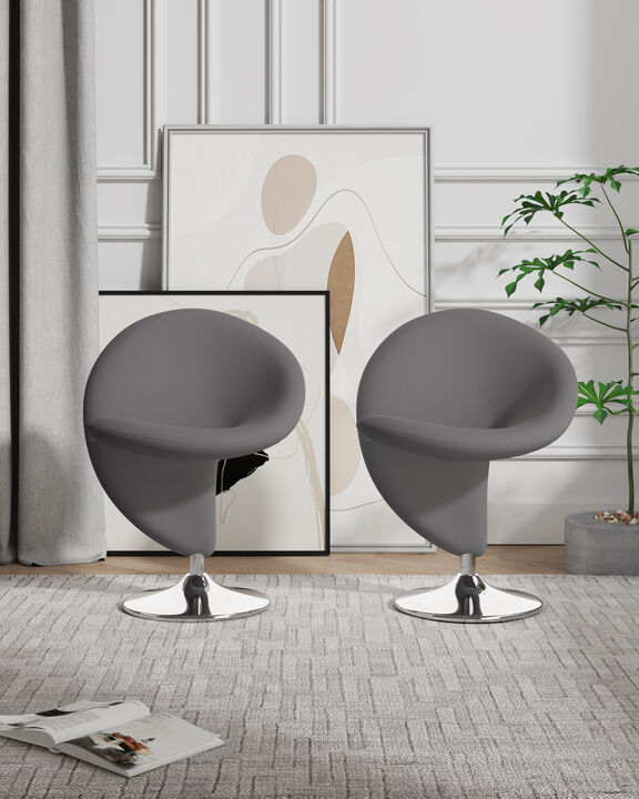 Curl Gray Swivel Accent Chairs (Set of 2)