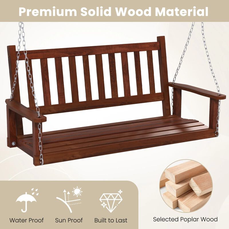 Mondawe 3-Person Wooden Outdoor Porch Swing with 800 lbs Weight Capacity