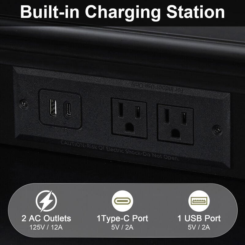 Fismem Built‑In Charging Station Farmhouse Nightstand image number 3