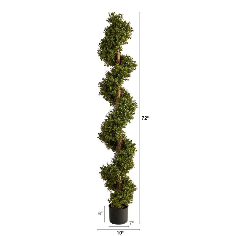 Hivvago 6 Feet Boxwood Spiral Topiary Artificial Tree