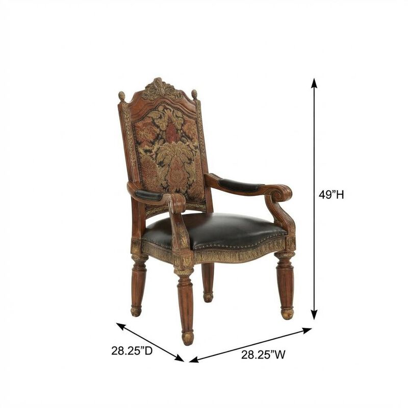 Michael Amini Villa Valencia Dining Arm Chair - Classic Chestnut Set of 2