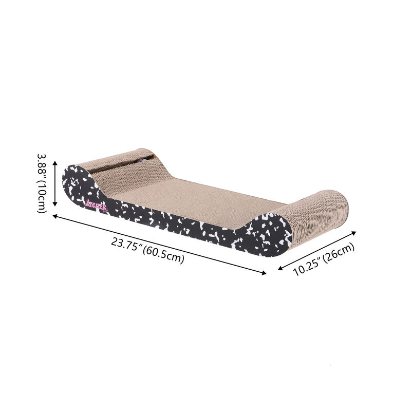 Rini Modern Cardboard Lounge Bed Cat Scratcher with Built-In Bell Toys and Catnip