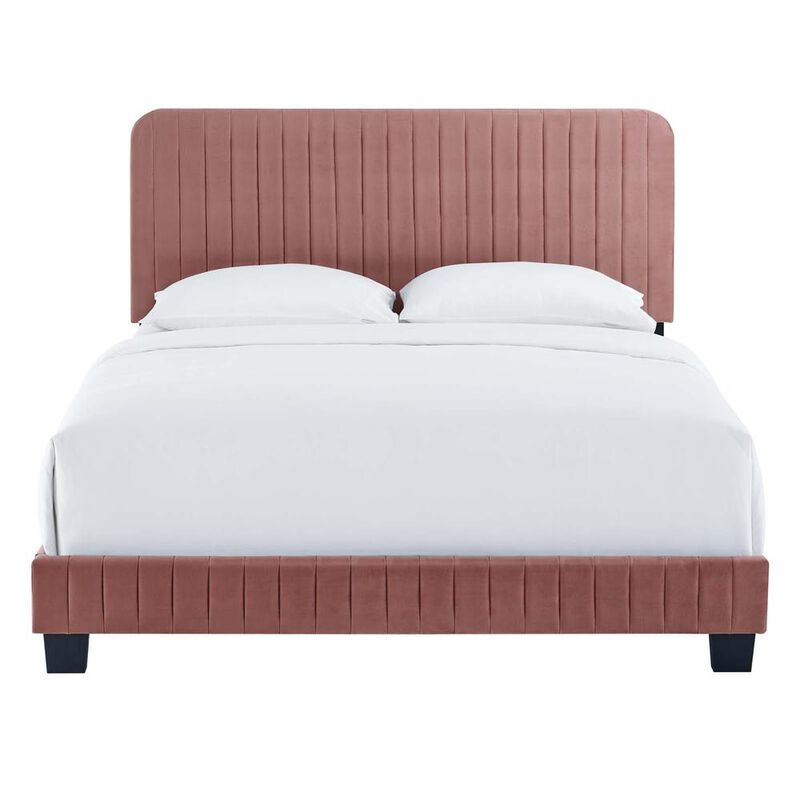Celine Channel Tufted Performance Velvet Full Platform Bed image number 3