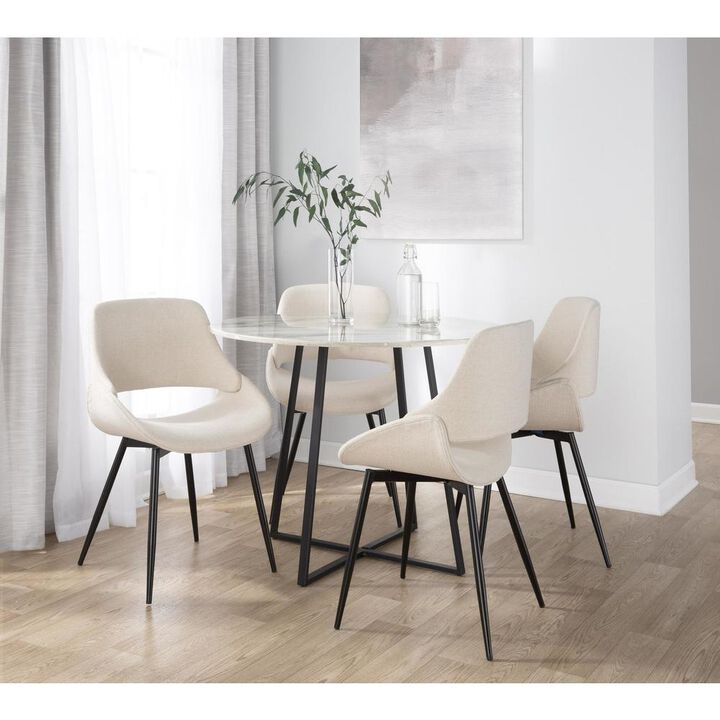 LumiSource Black Metal, Cream Fabric Fabrico Chair - Set of 2