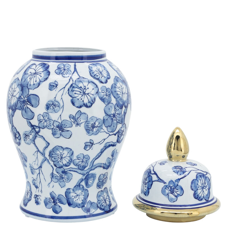 14" Temple Jar W/ Hibiscus image number 2