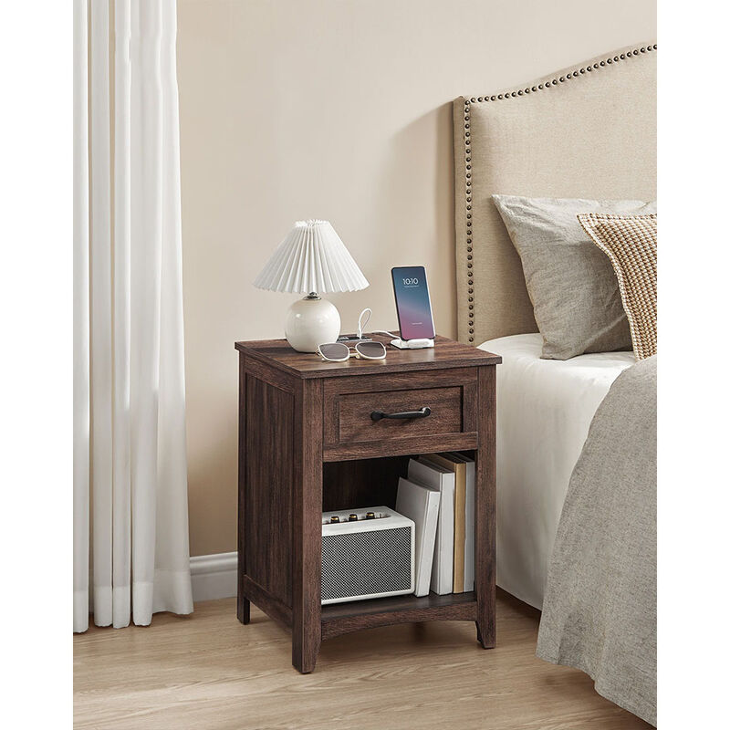 Nightstand with Charging Station and Open Compartment for Convenient Storage image number 1