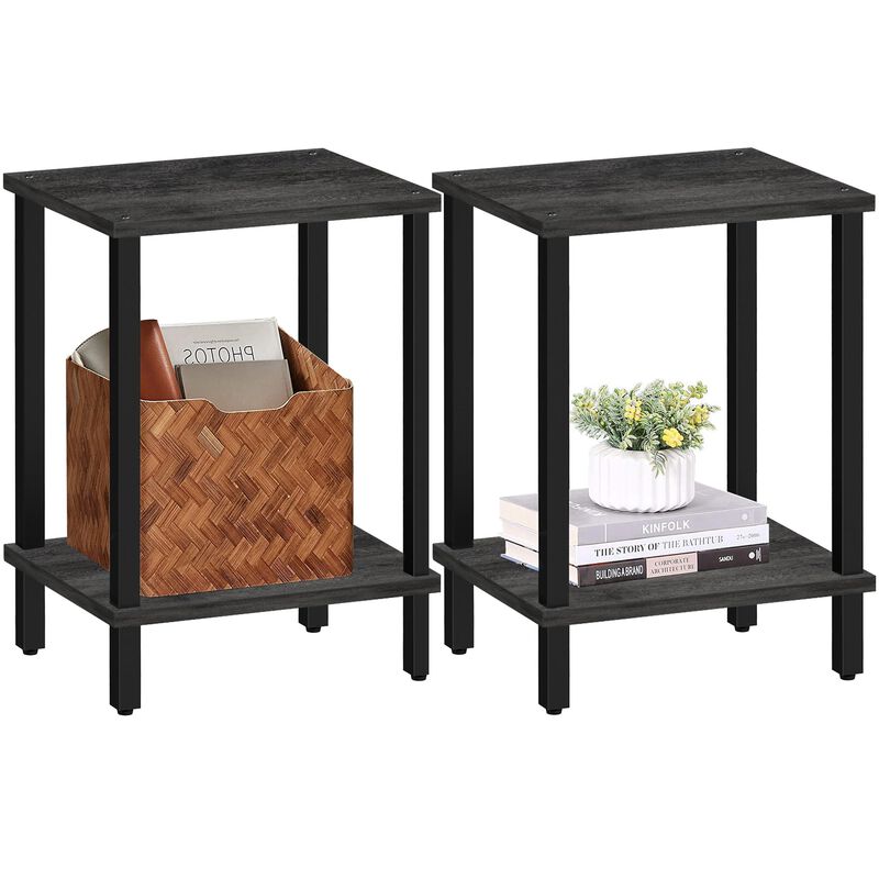 TUTOTAK End Table, Set of 2, Side Table, Nightstand, 2-Tier Storage Shelf, Sofa Table for Small Space, Living Room, Bed Room, Ch