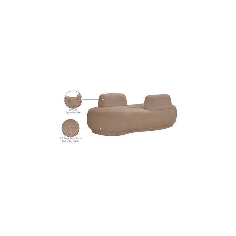 Meridian Furniture Argyle Beige Teddy Fabric Chaise/Loveseat