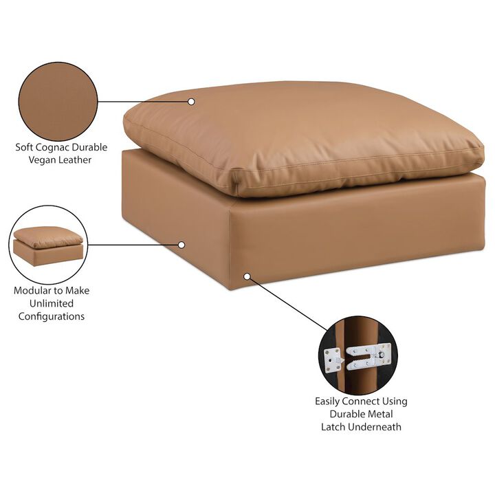 Meridian Furniture Comfy Cognac Vegan Leather Modular Ottoman