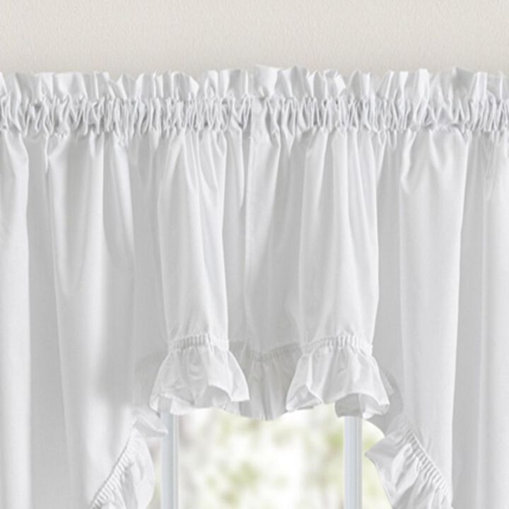 Ellis Home Classic Narrow Ruffle White Color Rod Pocket Swag Curtain Panel