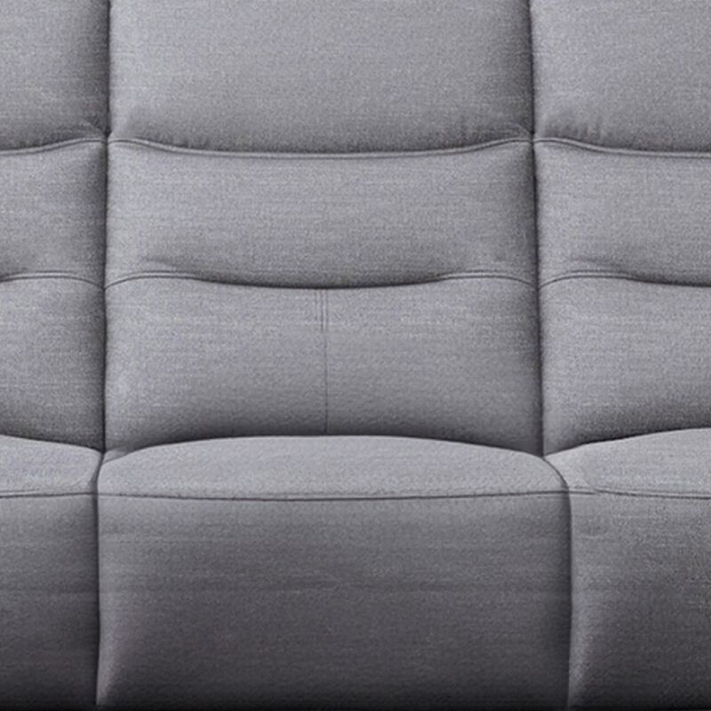 Clair Manual Recliner Sofa, Scroll Arms, 87 Inch, Solid Wood, Gray Fabric