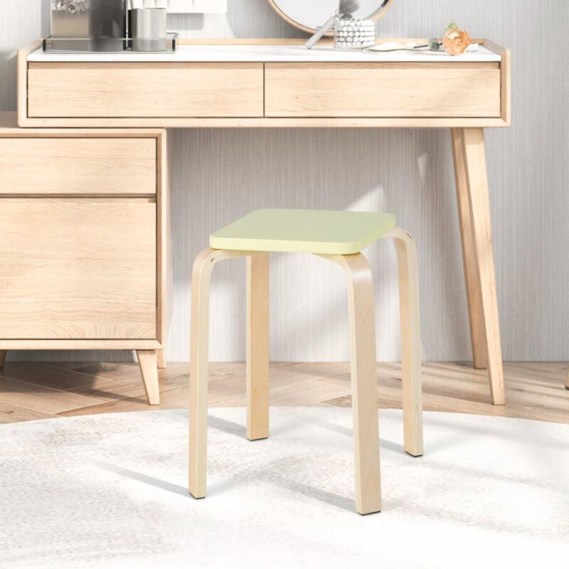Hivvago Stackable Stools Set of 4 with Square Top and Rounded Corners